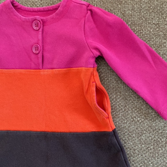Baby Gap Pink, Orange, Brown Colourblock Long Sleeve Dress 18-24 Months - Picture 3 of 8